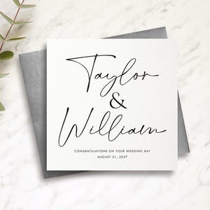 Carte de mariage, carte de noms de couples personnalisée, anniversaire, félicitations, carte de voeux, fiançailles, carte de jeunes mariés, M. et Mme