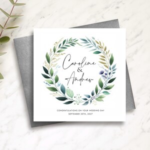 Wedding Day Card, Personalized Couples Names Card, Anniversary, Congratulations, Greeting Card, Engagement, Bride and Groom Card, Mr & Mrs