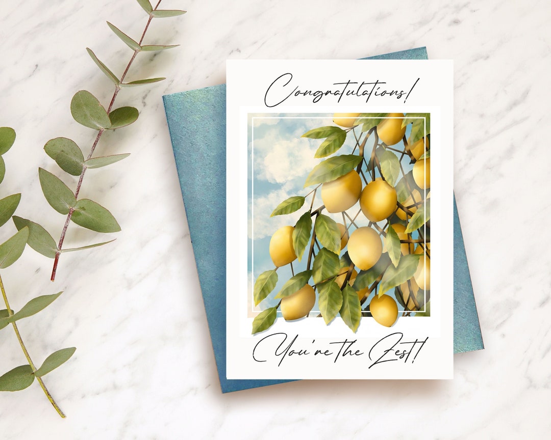 Congratulations Card Lemon Card You're the Zest Card - Etsy