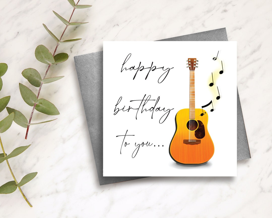 Happy Birthday Card, Guitar Card, Acoustic Guitar Card, Birthday Card ...
