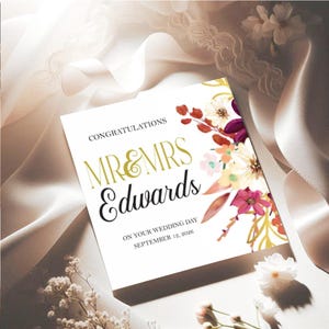 Mr & Mrs Wedding Day Card, Personalized Couples Names Card, Anniversary, Congratulations, Greeting Card, Engagement, Bride and Groom Card