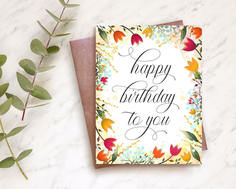 Happy Birthday Card Elegant Floral Card Birthday Card for Etsy Canada