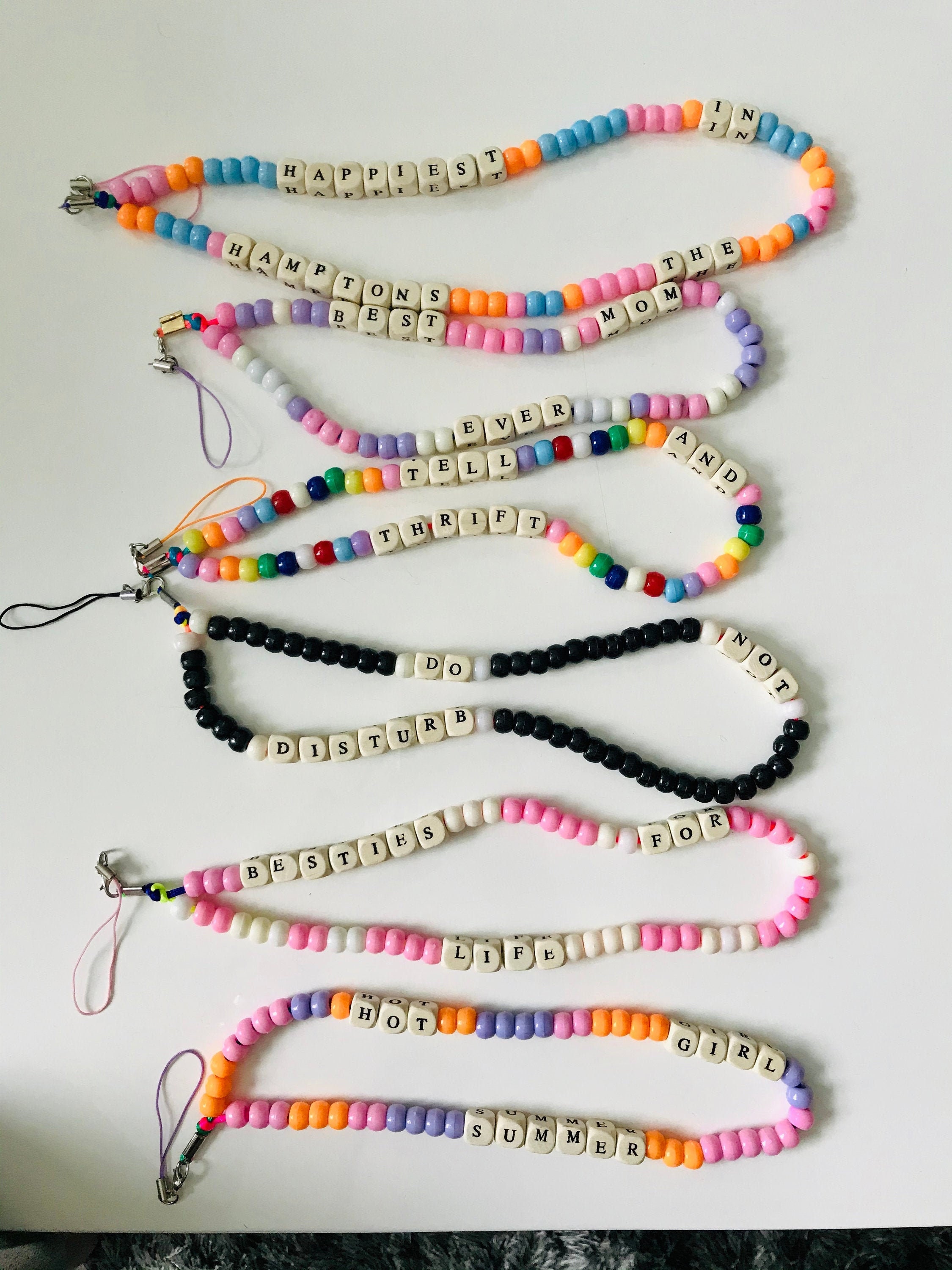 Y2K Colorful Beads Initial Letter Bracelet/Keychain – Acrylic Charm With Tassel For Women & Girls (A-Z Available) - View #9