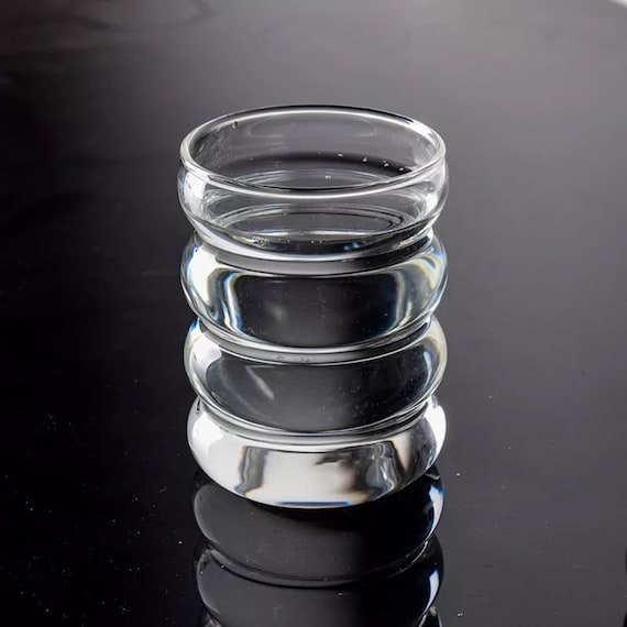 2 Pcs Creative Glass Cups Cute Ripple Shaped Vintage