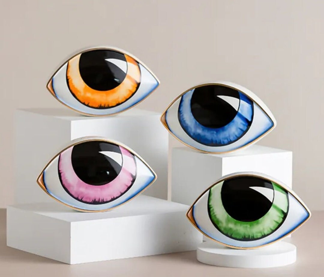 Evil Eye Motif Lito Paperweight Ceramic Home Decor Eye Ornaments Sculpture Statues Study Room