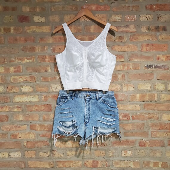 Vintage white Floral lace Satin Bustier