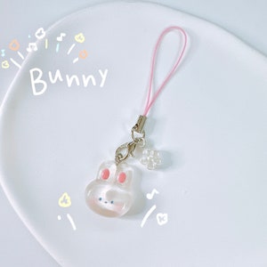 Cute Animal Phone Charm-Kawaii Keychains Transparent Jelly Aesthetic Gift Accessories y2k AirPods strap strings bunny
