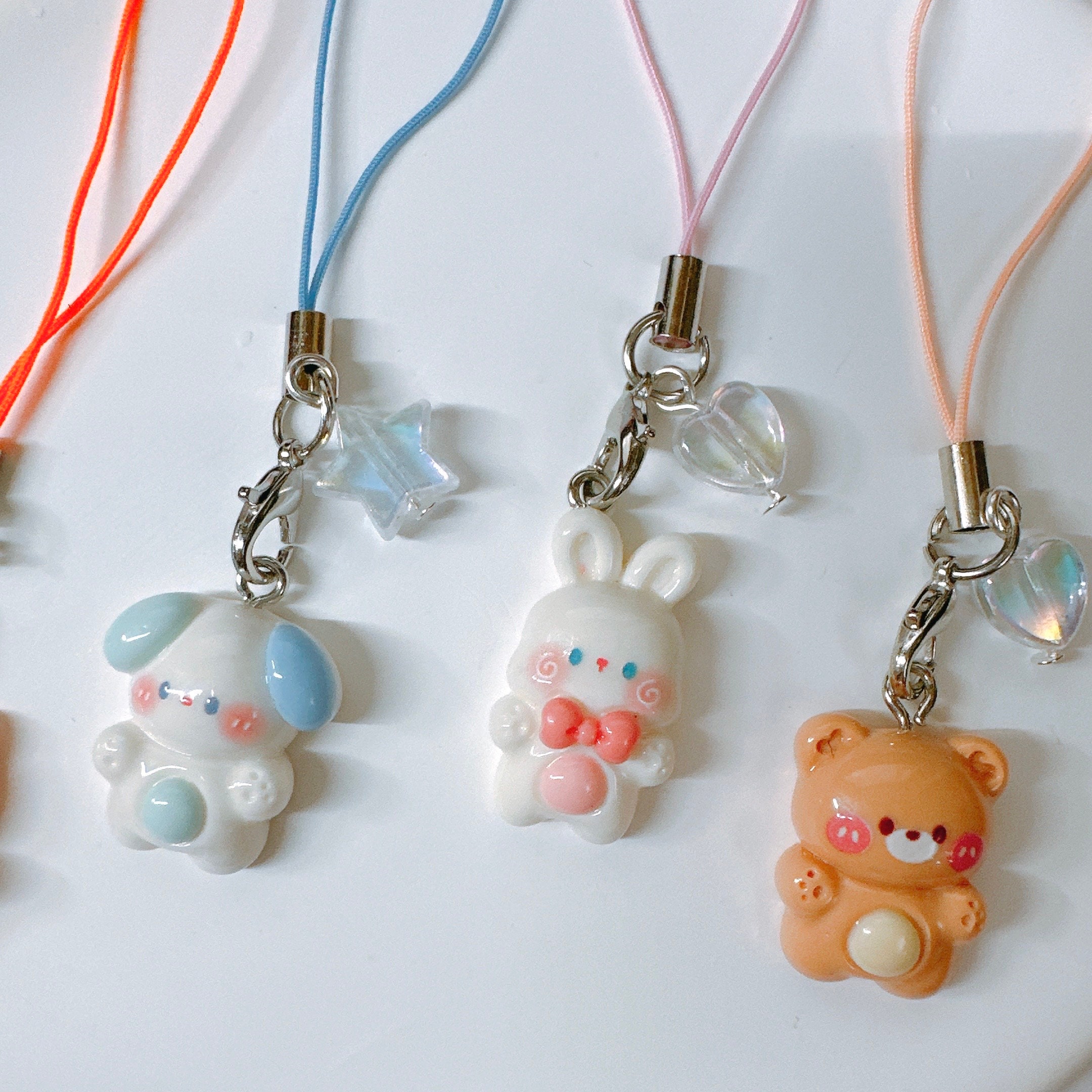 Kawaii Animal Phone Charm-cute 3D Keychains Transparent