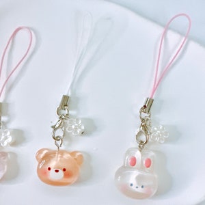 Cute Animal Phone Charm-Kawaii Keychains Transparent Jelly Aesthetic Gift Accessories y2k AirPods strap strings image 3