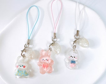 Cute Animal Phone Charm-Kawaii 3D Keychains Transparent Jelly Aesthetic Gift Accessories y2k AirPods strap strings