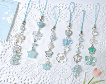 Blue phone charm Cute Phone Straps y2k Gift ideas  Aesthetic Gift for her Coquette charm Kpop Binder charm Camera Charm