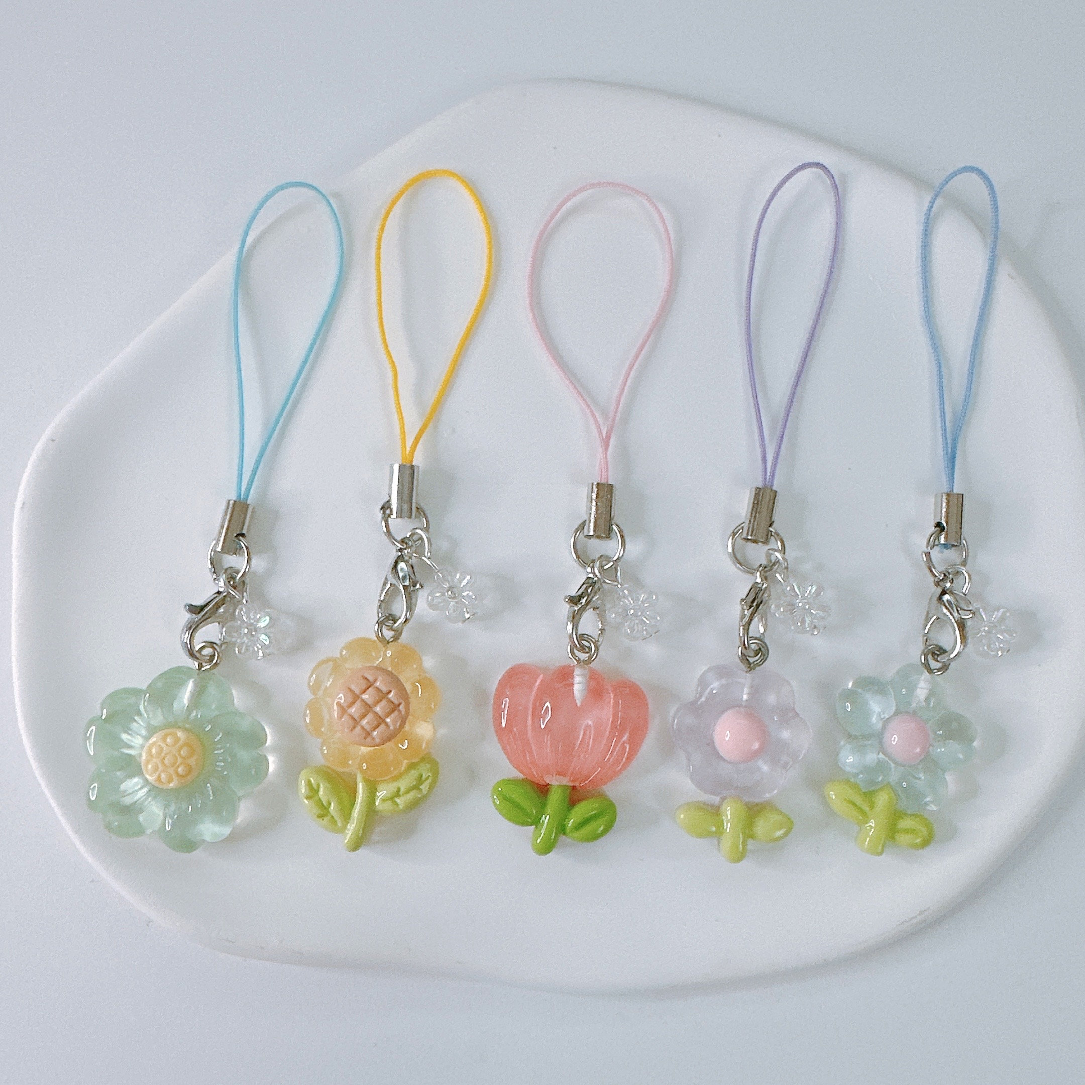 Flower Phone Charm- Cute 3D Keychains Transparent Jelly Aesthetic