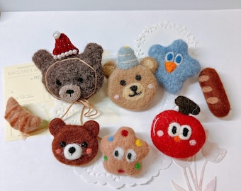 Needle Felt Pin: Wool Brooch Gift Felt Animal Accessories