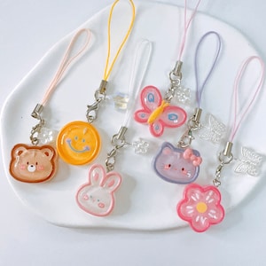Kawaii Animal Phone Charm-Cute Keychains Transparent Jelly Aesthetic Gift Accessories y2k AirPods strap strings