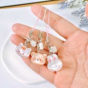 Cute Animal Phone Charm-Kawaii Keychains Transparent Jelly Aesthetic Gift Accessories y2k AirPods strap strings image 5