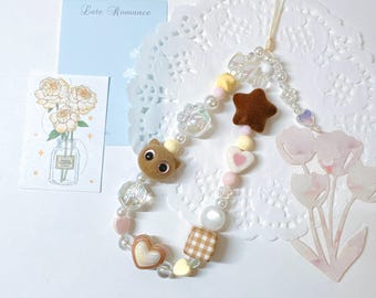Cute Kitten Phone Charms Phone Case Lanyard Wrist Strap Handmade Phone Chain Cat Phone String  Keychain Gift Camera charm