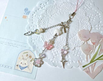 Dainty Butterfly Phone Charm: Y2K Beaded Kpop Binder Charm Camera Accessory
