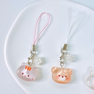 Cute Animal Phone Charm-Kawaii Keychains Transparent Jelly Aesthetic Gift Accessories y2k AirPods strap strings image 2