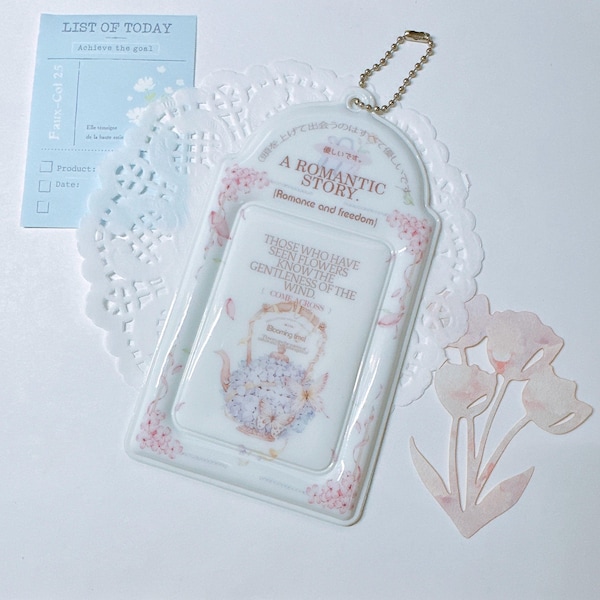 Cherry Blossoms Photocard Holder: Glossy K-pop Card Keychain