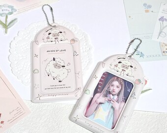 Set 4 Custodie Per Photocard Kpop In Plastica Trasparente, Con Portachiavi E Pendente A Campanella, Per Carte, Badge E Foto, Misure 11x7,3 Cm