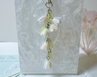 Lily of the valley Phone Charm: Y2K Beaded Kpop Binder Charm Bottle Charm Flower Camera Charm