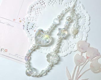 Handmade Heart Phone Charm Lanyard: Beaded Phone Wrist Strap