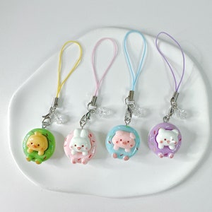 Animal Donut Phone Charm-Kawaii 3D Food Keychains Aesthetic Gift Accessories y2k AirPods strap strings