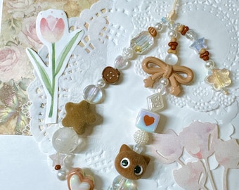 Brown Kitten Phone Charm, Handmade Camera Strap