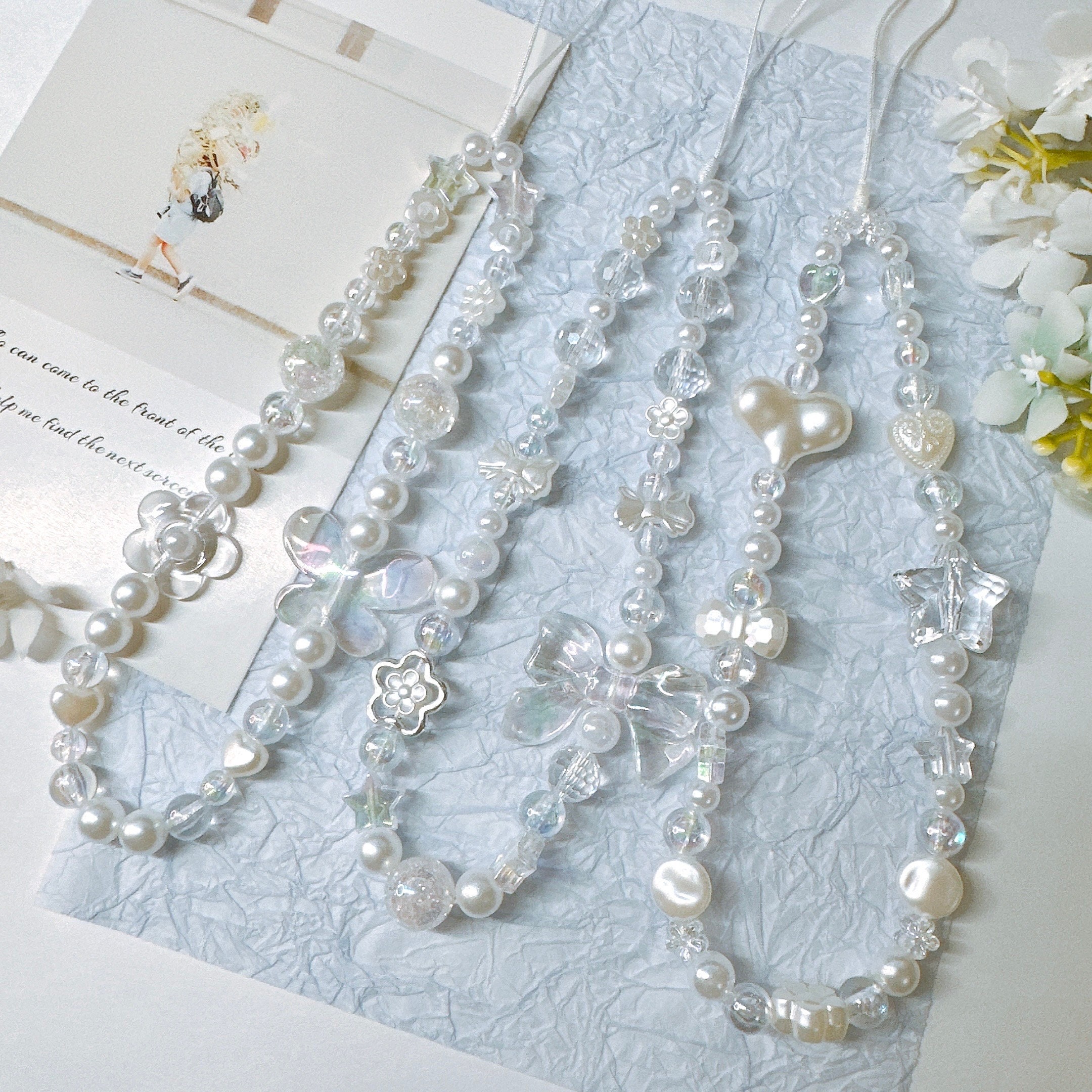 Pearl Phone Charms/cell Phone Case Lanyard Wrist Strap/handmade