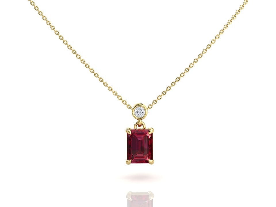 Ruby Necklace Emerald Cut Ruby Solitaire Pendant Solid Gold Ruby Necklace  Ethical Jewelry Ruby Anniversary Gift Ruby Birthstone - Etsy