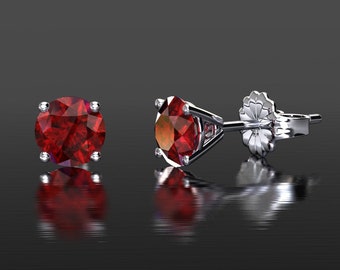 Ruby Studs | July Birthstone | Birthstone Earrings | Anniversary Gift | Ruby Jewelry | Martini Stud Earrings | 14k White Gold Studs