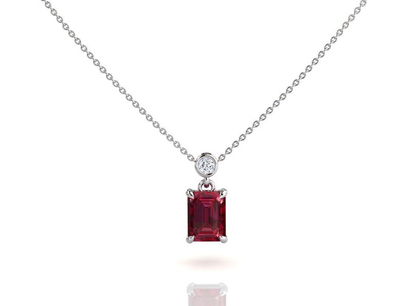 Ruby Solitaire Necklace Emerald Cut Ruby Pendant Rose Gold - Etsy
