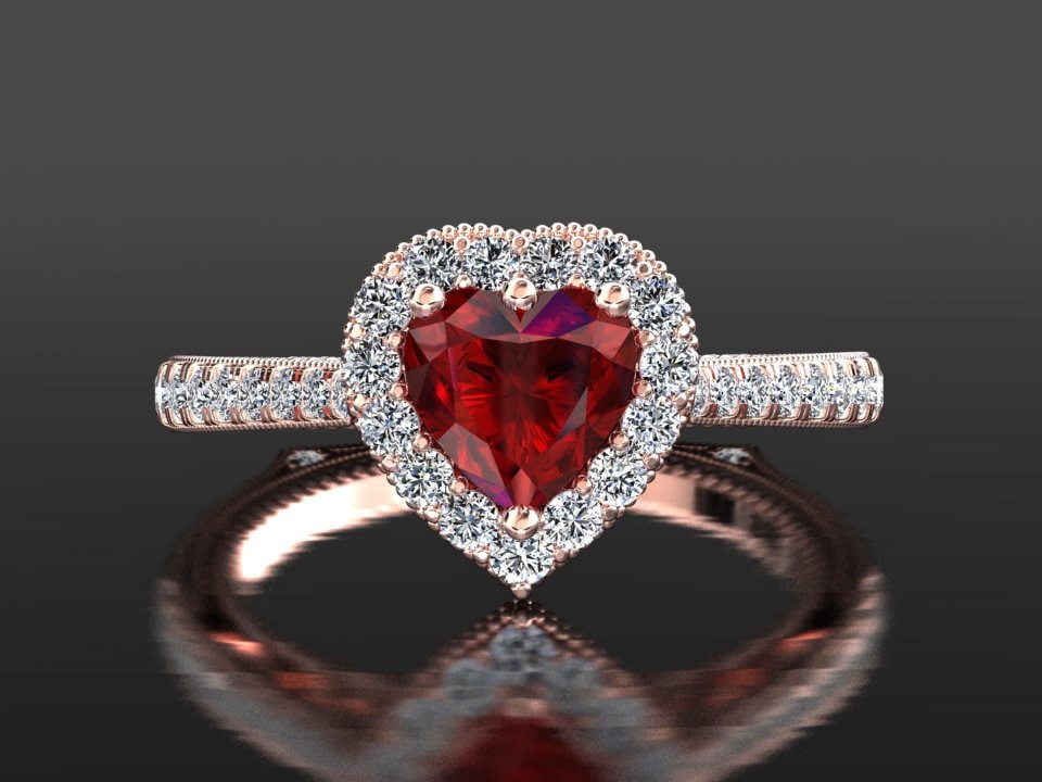 Ruby Engagement Ring Heart Shape Ruby Ring Ruby Anniversary | Etsy