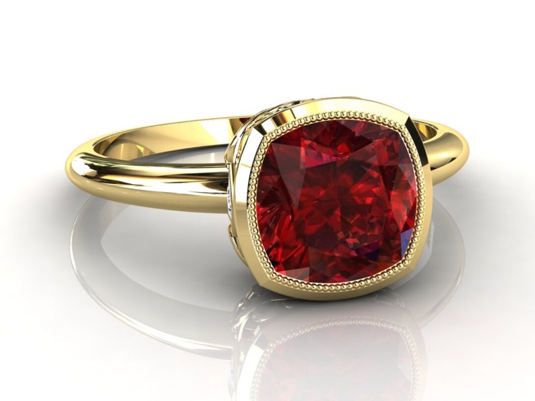 Women's Yellow Gold Ruby Engagement Ring, Unique Art Deco Ruby Jewelry ...