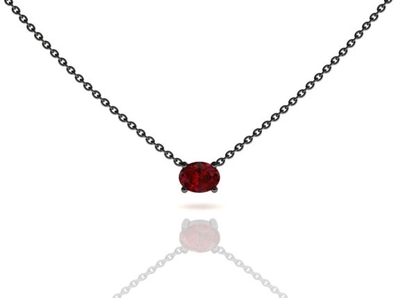 Black Gold Oval Ruby Necklace Small Ruby Solitaire Pendant Minimalist Womens Everyday Layering Jewelry July Birthstone Gift Jewelry Etsy Canada
