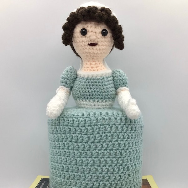 PDF CROCHET PATTERN: Toilet Roll Cover -  Chain Austen (Jane Austen)