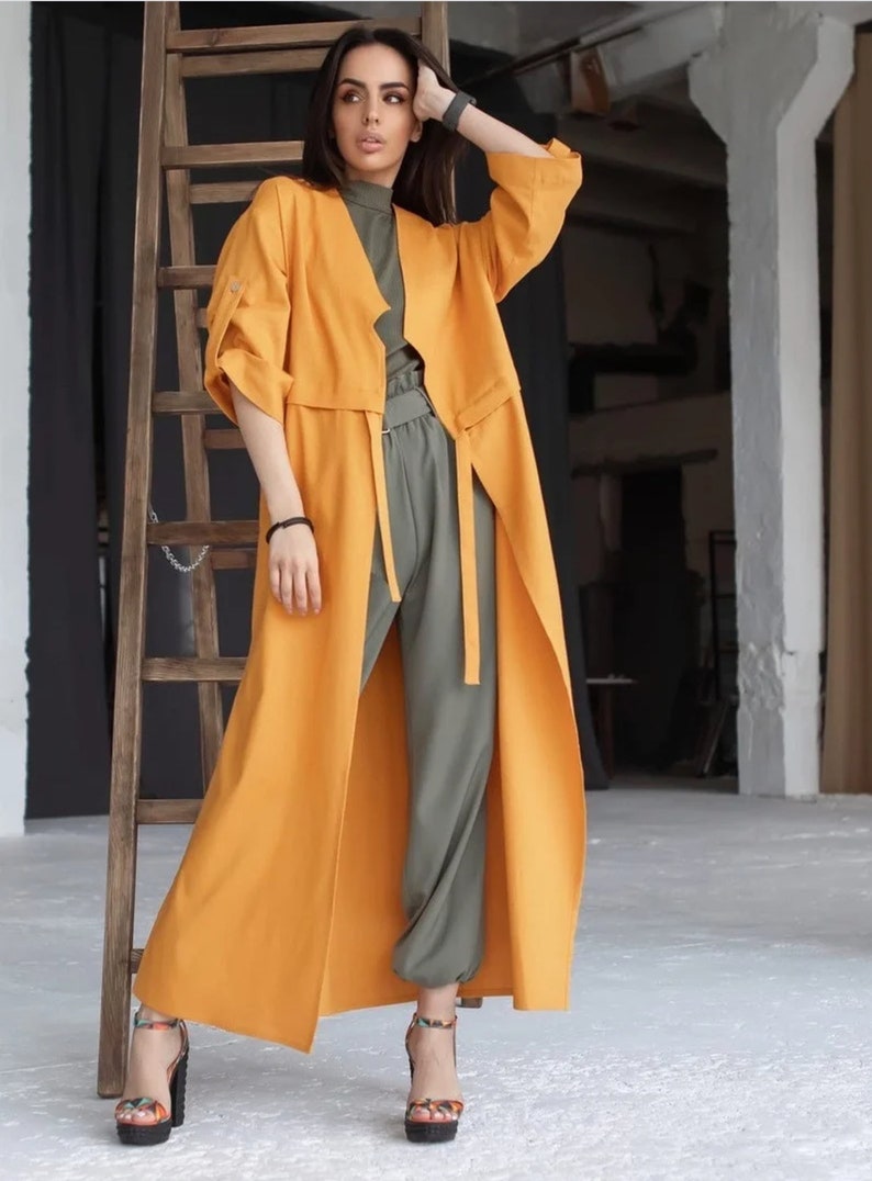 Long Linen Coat Long Linen Jacket Loose Fitting Linen Coat Etsy