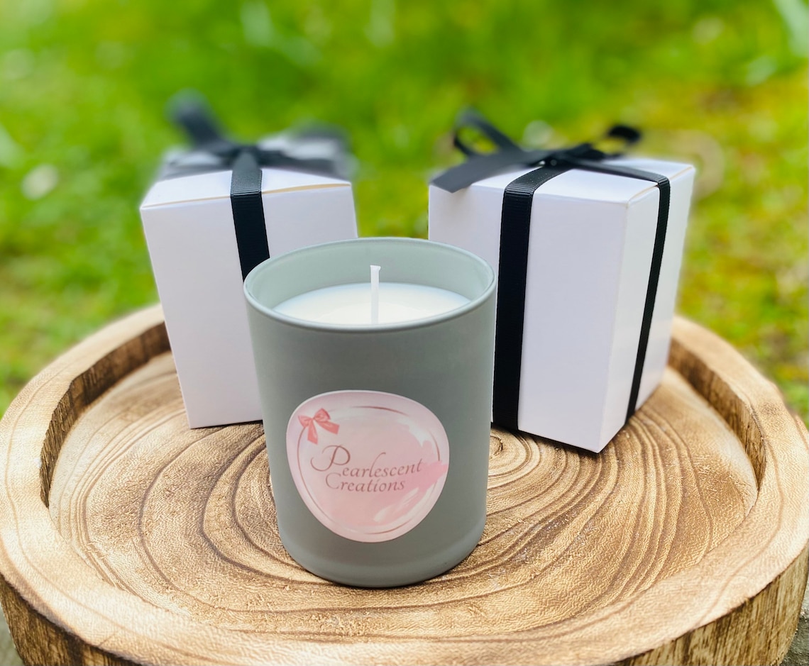 Black glass jar candle Etsy