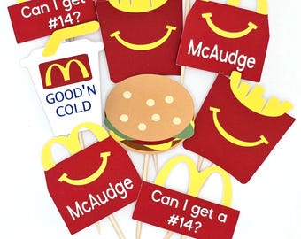 Fast Food Themed Birthday Cupcake Topper, Fast Food Cake Topper, Burger And Fries Cake Topper