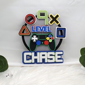 Gamer Birthday Cake Topper, Gamer Banner,  Video Game Party, Game Controller Cake Topper