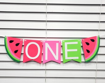 Sweet One In A Melon Watermelon First Birthday High Chair Banner, One In A Melon Banner, Smash Cake Photo Prop Backdrop