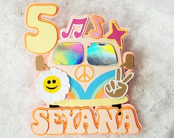Groovy Cake Topper | Hippie Birthday Retro 70's Party Theme  | Two Groovy Cake Topper | 3D Cake Topper