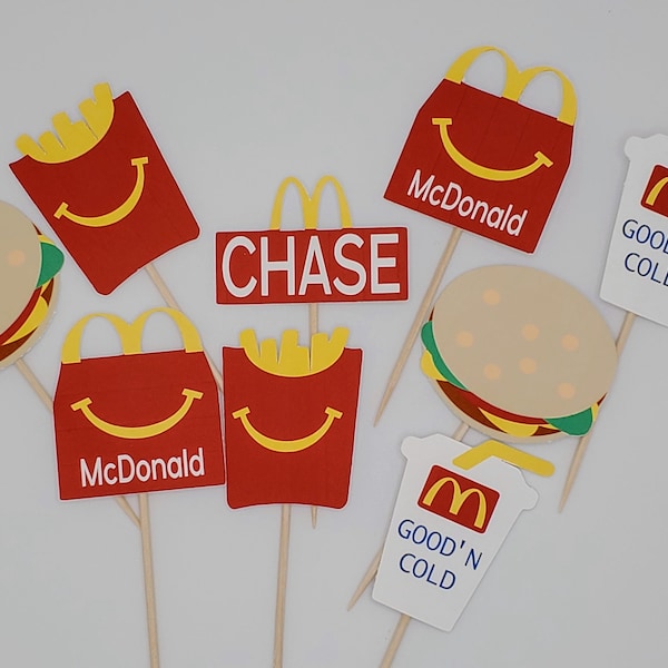 Mcdonald's Themed Birthday Cupcake Topper, Fast Food Cake Topper, Burger And Fries Cake Topper