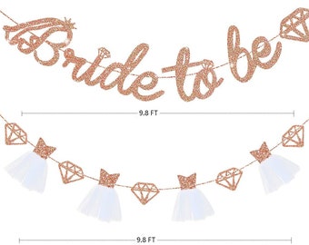 Rose Gold "Bride to Be" Banner Set – Includes Glitter & Dress Accents