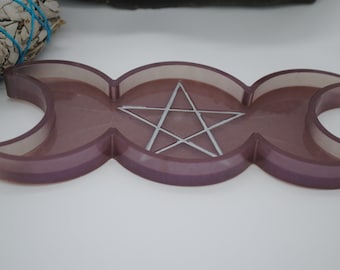 Plato de altar de triple luna, personalizable, hecho a mano