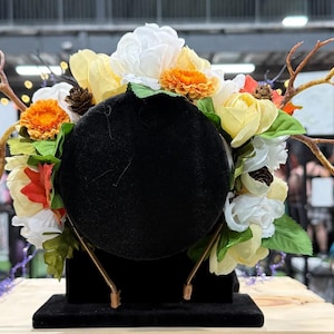 Forest Flower Crown with Antlers Head Dress Unique, Custom
