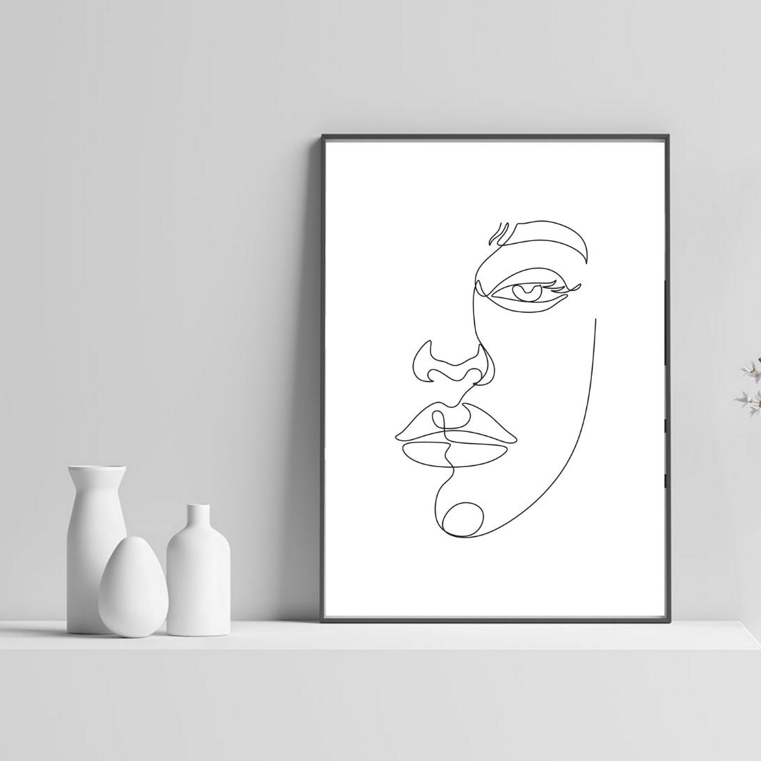 Abstract One Line Drawing Face Y2K Face Line Art Single Etsy