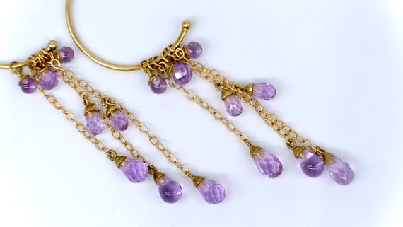 A really wonderful pair of drop amethyst hoop ear… - image 4