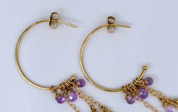 A really wonderful pair of drop amethyst hoop ear… - image 5