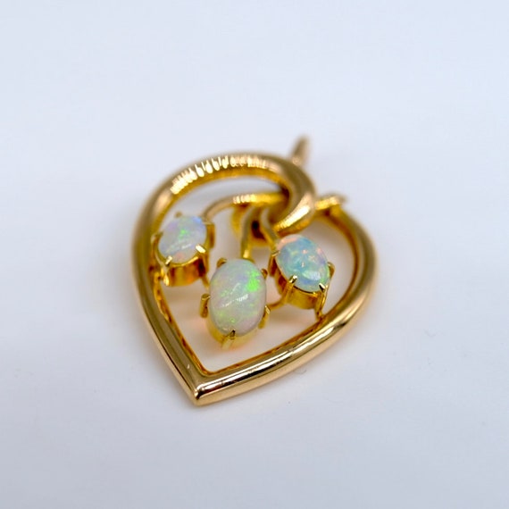 A fabulous antique opal heart pendant, three beau… - image 2